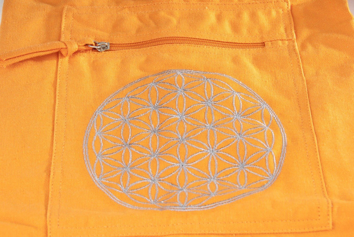 Yoga Tasche mit Blume des Lebens orange Länge 75 cm - Das Raeucherwerk