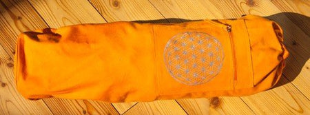 Yoga Tasche mit Blume des Lebens orange Länge 75 cm - Das Raeucherwerk