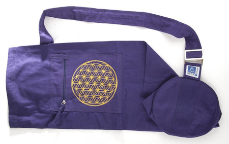 Yoga Tasche mit Blume des Lebens lila Länge 75 cm - Das Raeucherwerk