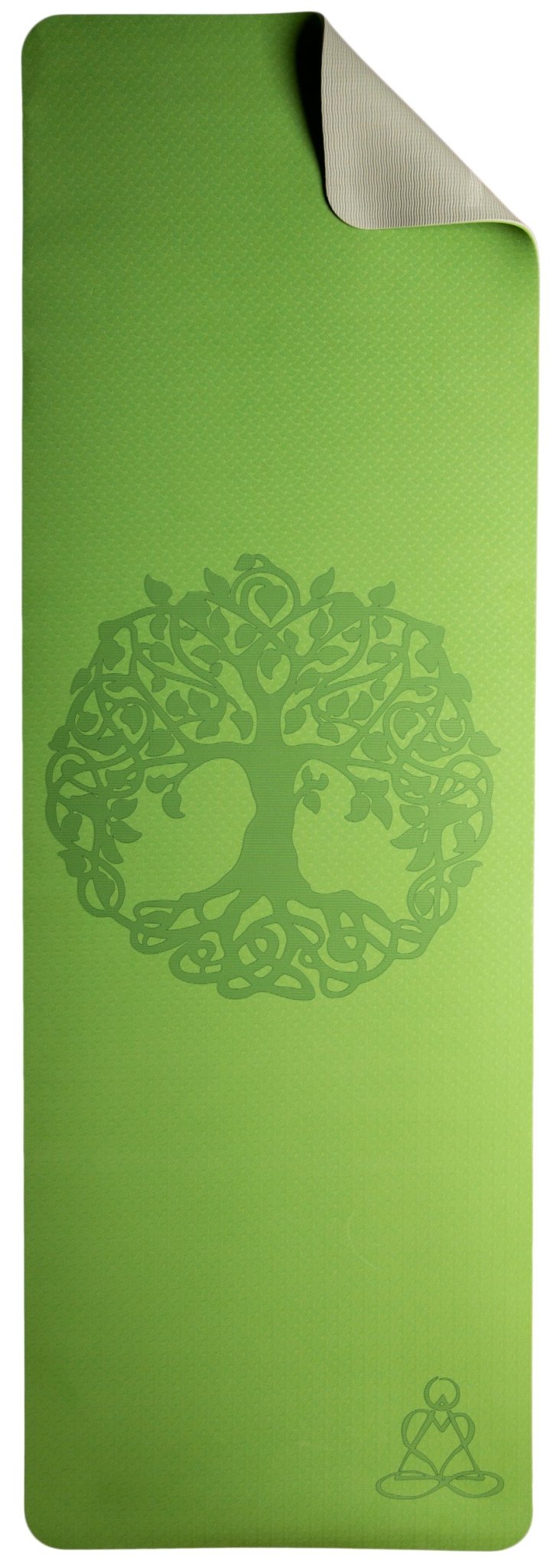 Yogamatte TPE ecofriendly - hellgrün / grau mit Baum des Lebens - Das Raeucherwerk