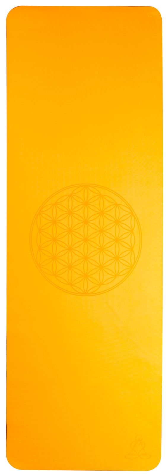 Yogamatte TPE ecofriendly - orange/grau 6mm zweischichtig mit Blume des Lebens - Das Raeucherwerk
